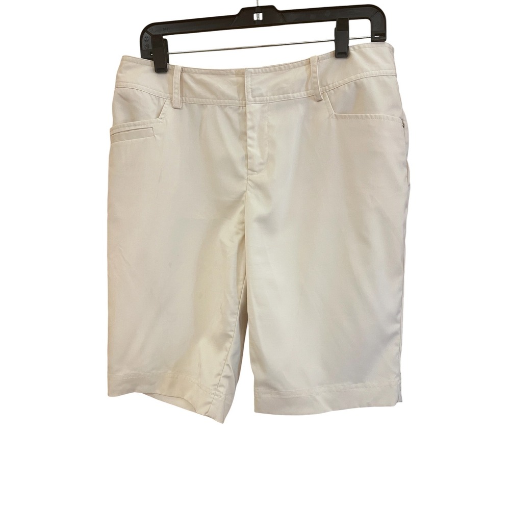 IZOD G CoolFX Womens Golf Shorts Cream Size 10 Performance Stretch preppy sporty